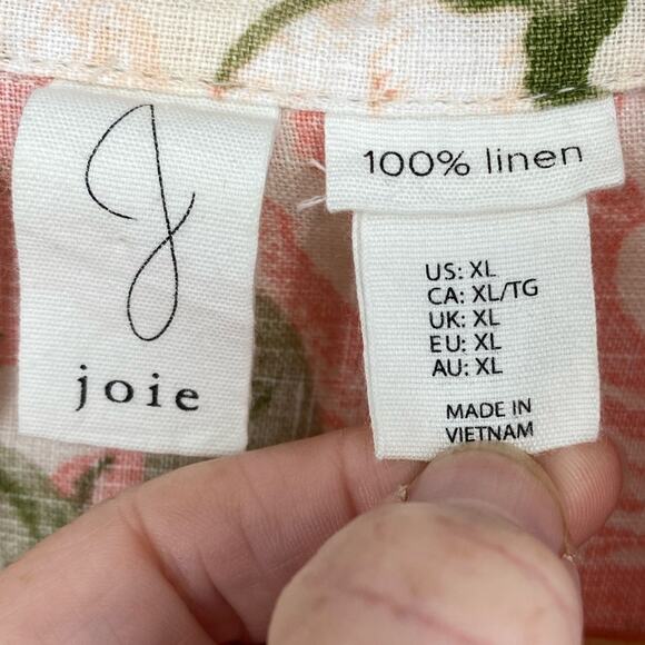 Joie Blazer XL Vintage Floral Print Linen Jacket Cottagecore Costal Greandma - Picture 2 of 8
